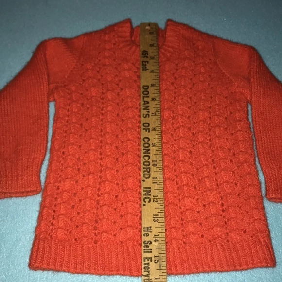 HANDMADE knitted sweater orange crew neck, long sleeves, size 2T - Picture 4 of 6